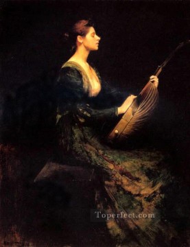LadyWithALute Tonalist Aestheticism Thomas Dewing Oil Paintings